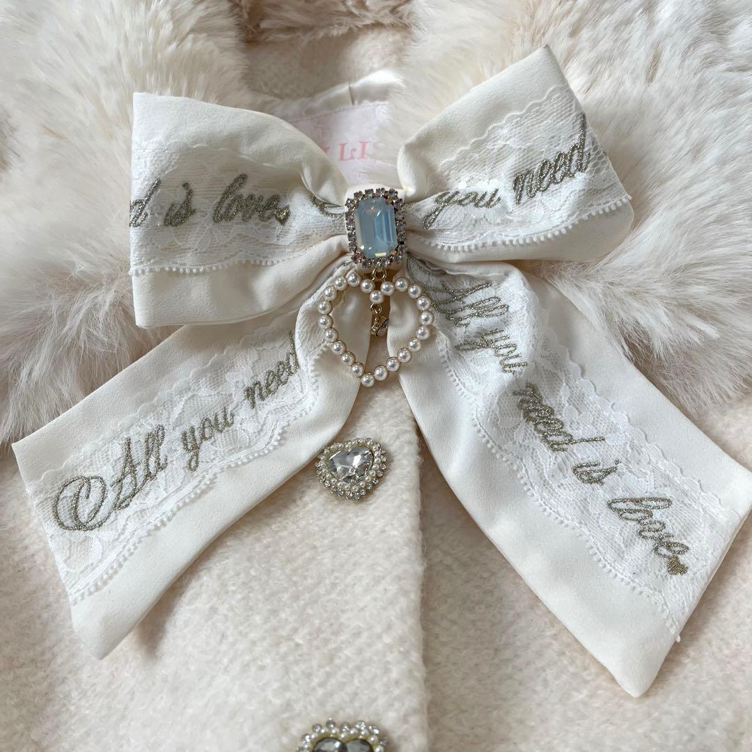 【美品】リズリサ　ダブルハートベルトメッセージコート Aライン 白 3way