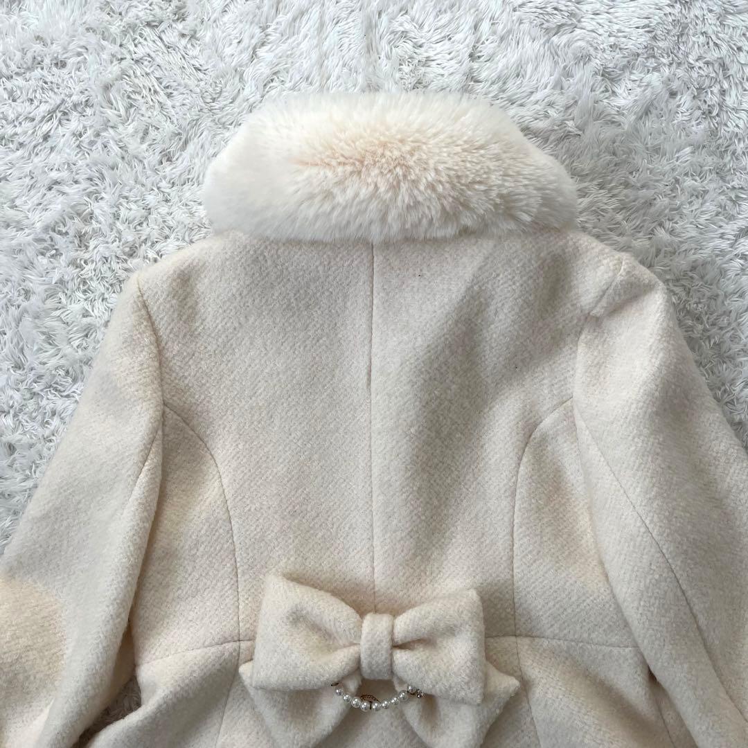 【美品】リズリサ　ダブルハートベルトメッセージコート Aライン 白 3way