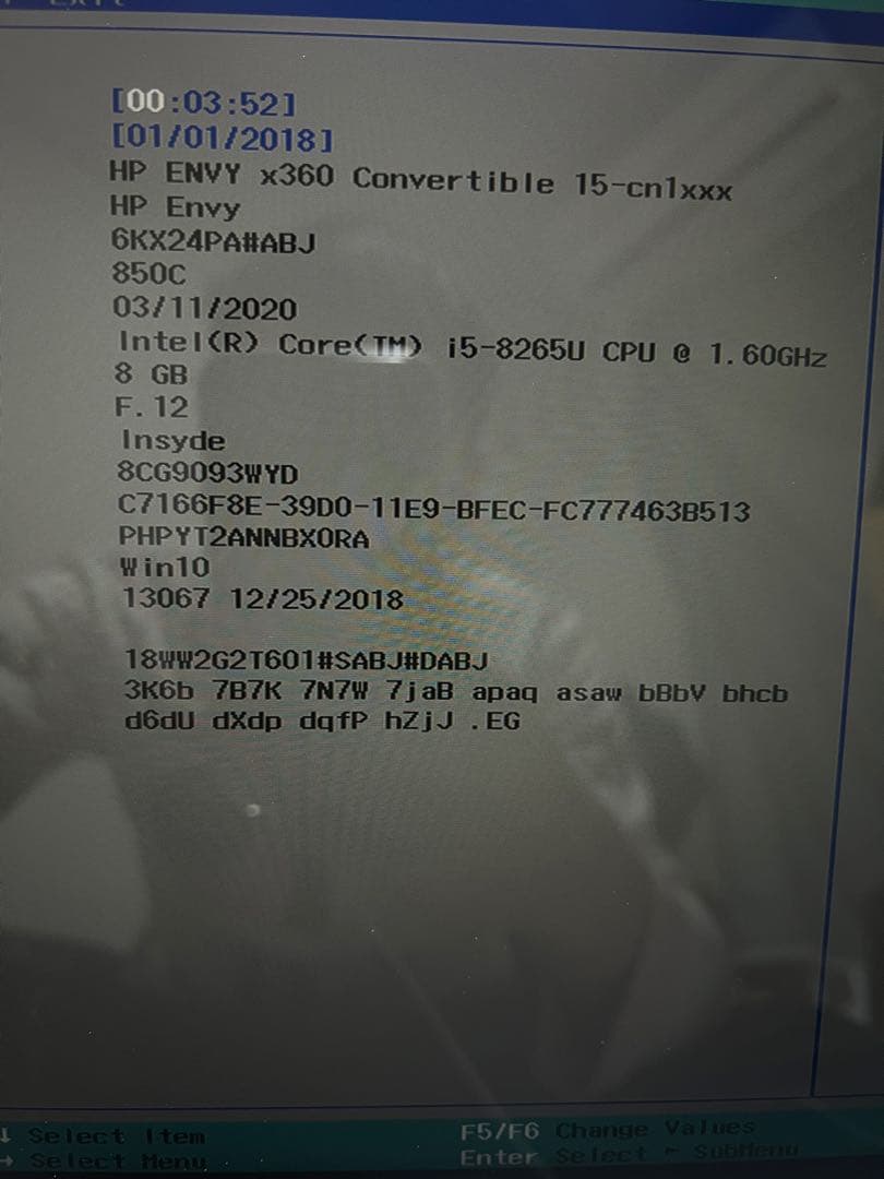 Windowsノート本体 HP Envy x360 core i5 8265u 8Gb