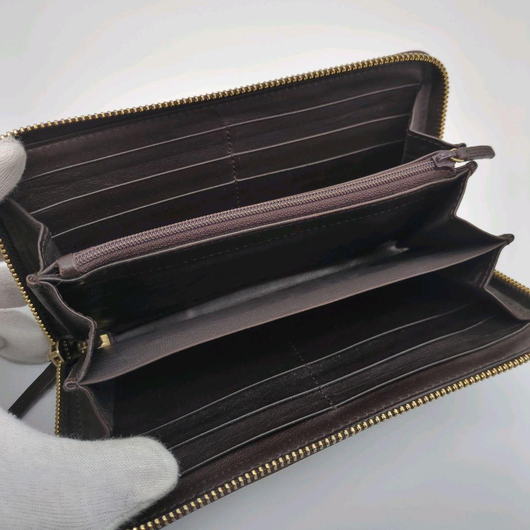 【人気モデル・美品】グッチ☆シマ 長財布 ラウンドファスナー レザー