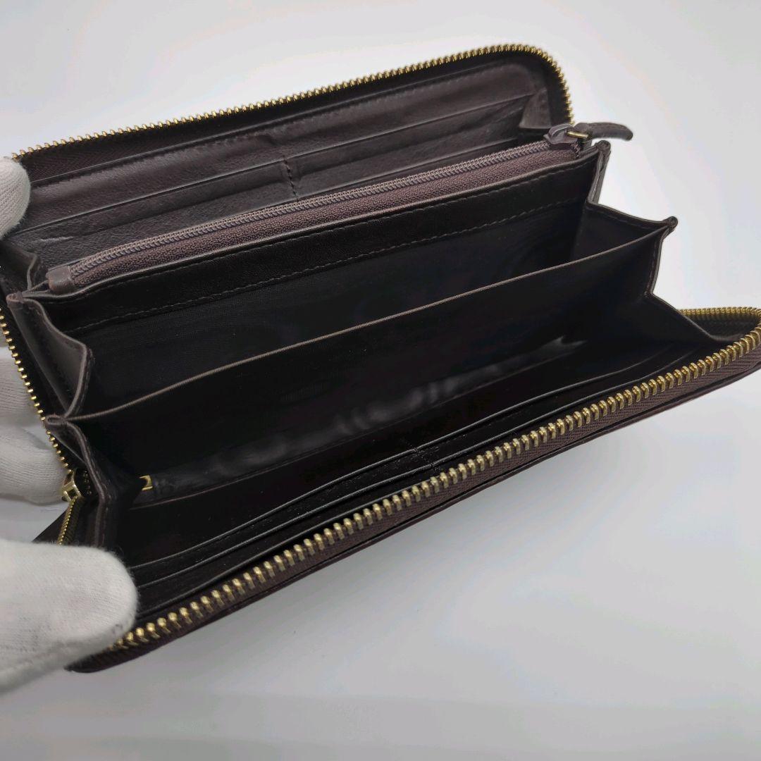 【人気モデル・美品】グッチ☆シマ 長財布 ラウンドファスナー レザー