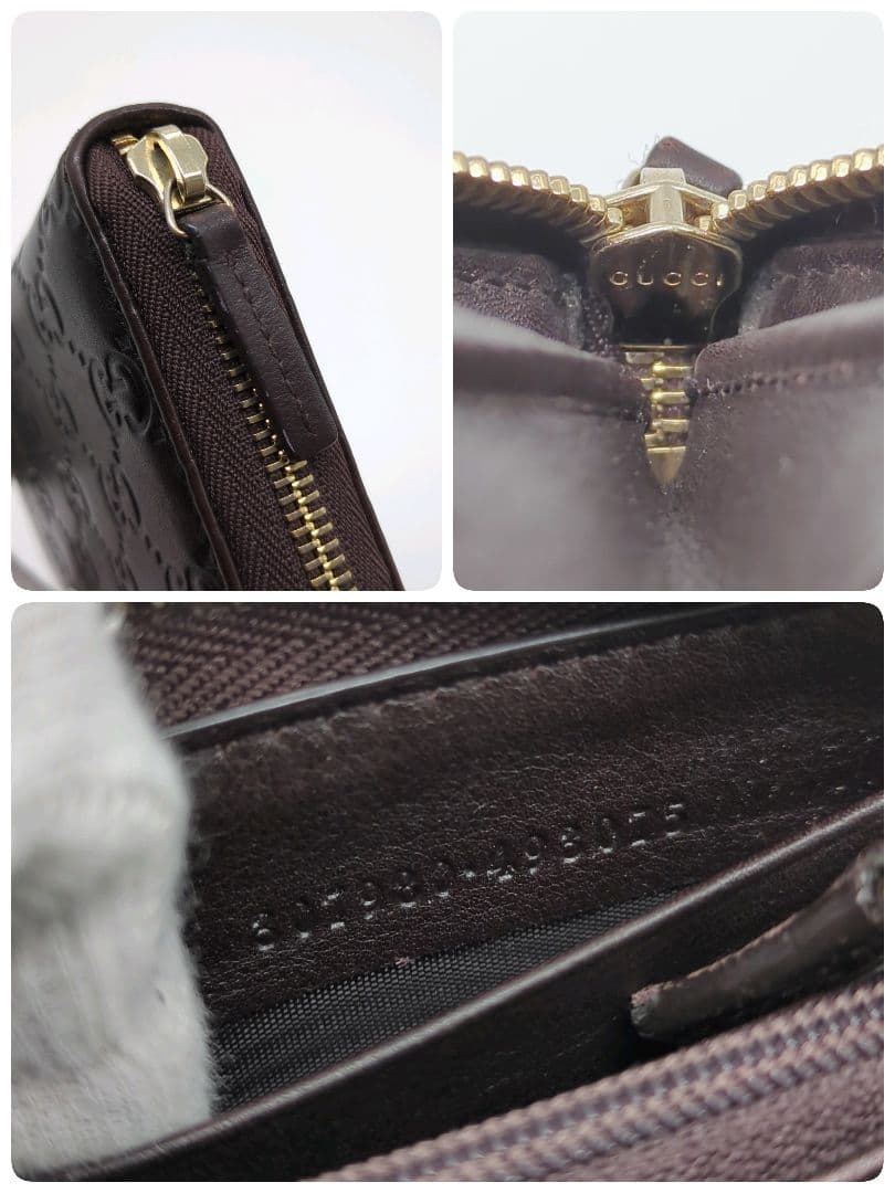 【人気モデル・美品】グッチ☆シマ 長財布 ラウンドファスナー レザー