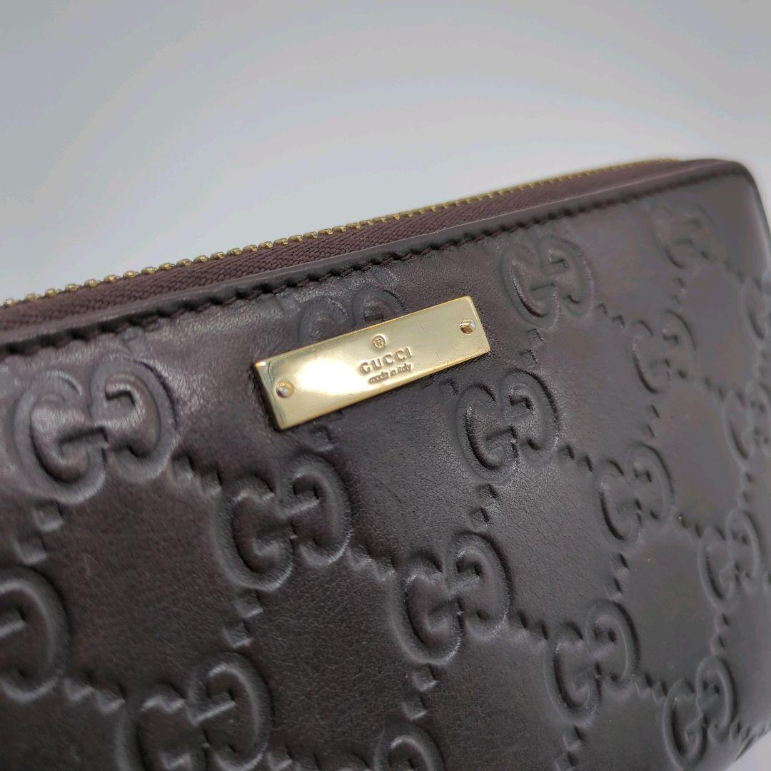 【人気モデル・美品】グッチ☆シマ 長財布 ラウンドファスナー レザー