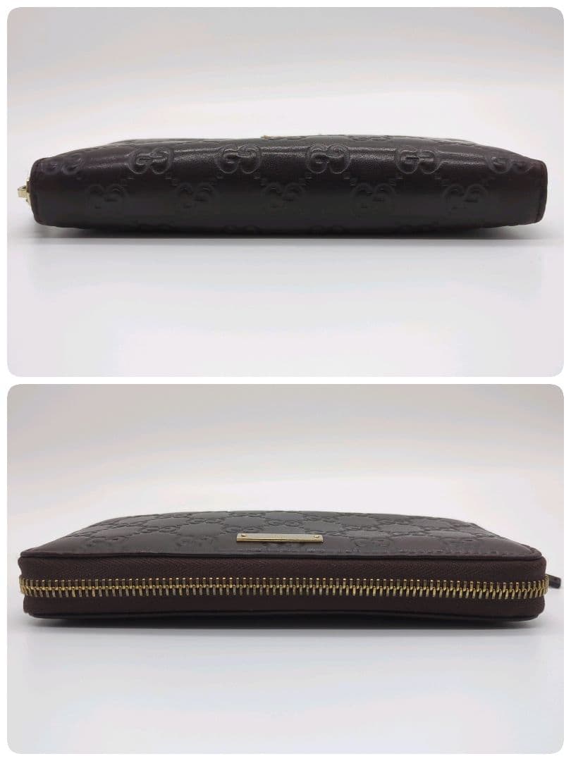 【人気モデル・美品】グッチ☆シマ 長財布 ラウンドファスナー レザー