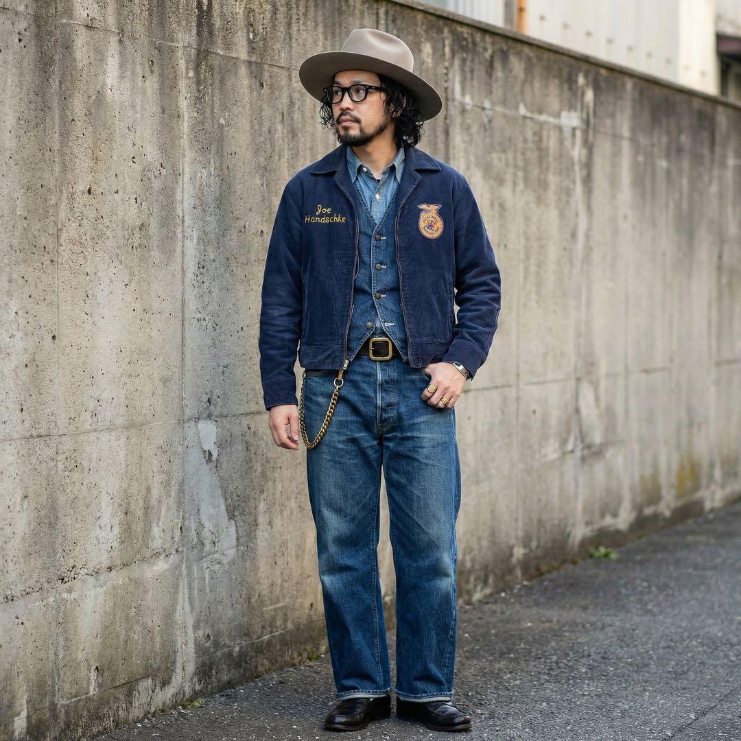 80s★FFA★ファーマーズジャケット★刺繍 ワッペン★USA製★短丈★L★42