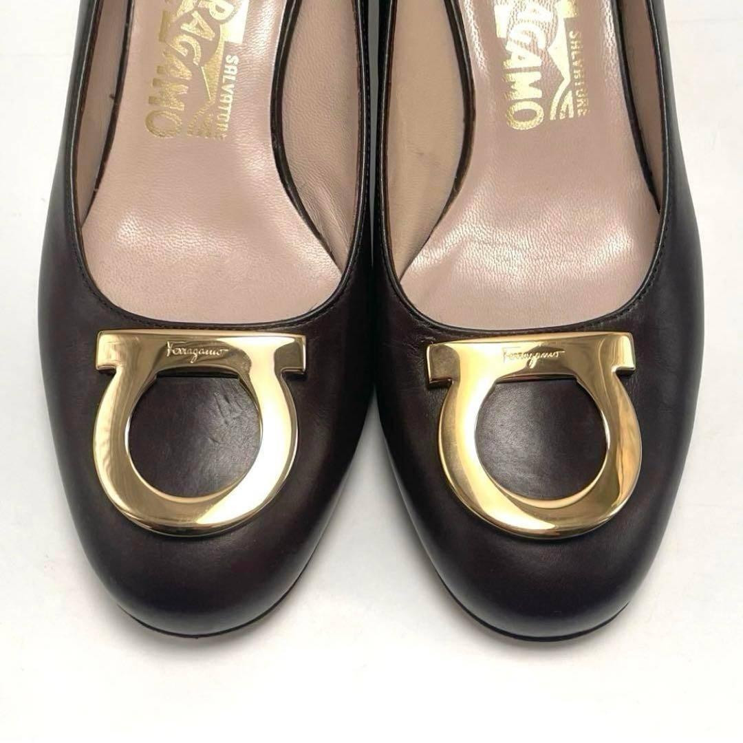 最終価格 Ferragamo フェラガモ ガンチーニ カーフ レザー パンプス