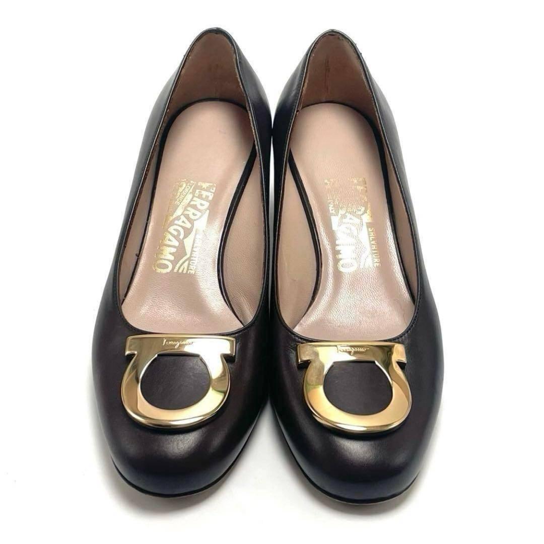 最終価格 Ferragamo フェラガモ ガンチーニ カーフ レザー パンプス