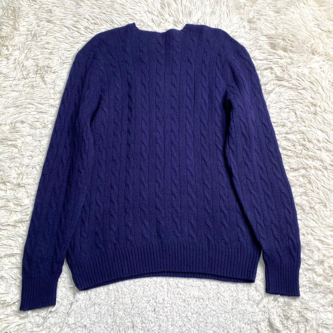 美品✨Ralph Lauren 現行 QR ケーブル ニット カシミヤ XL 紺