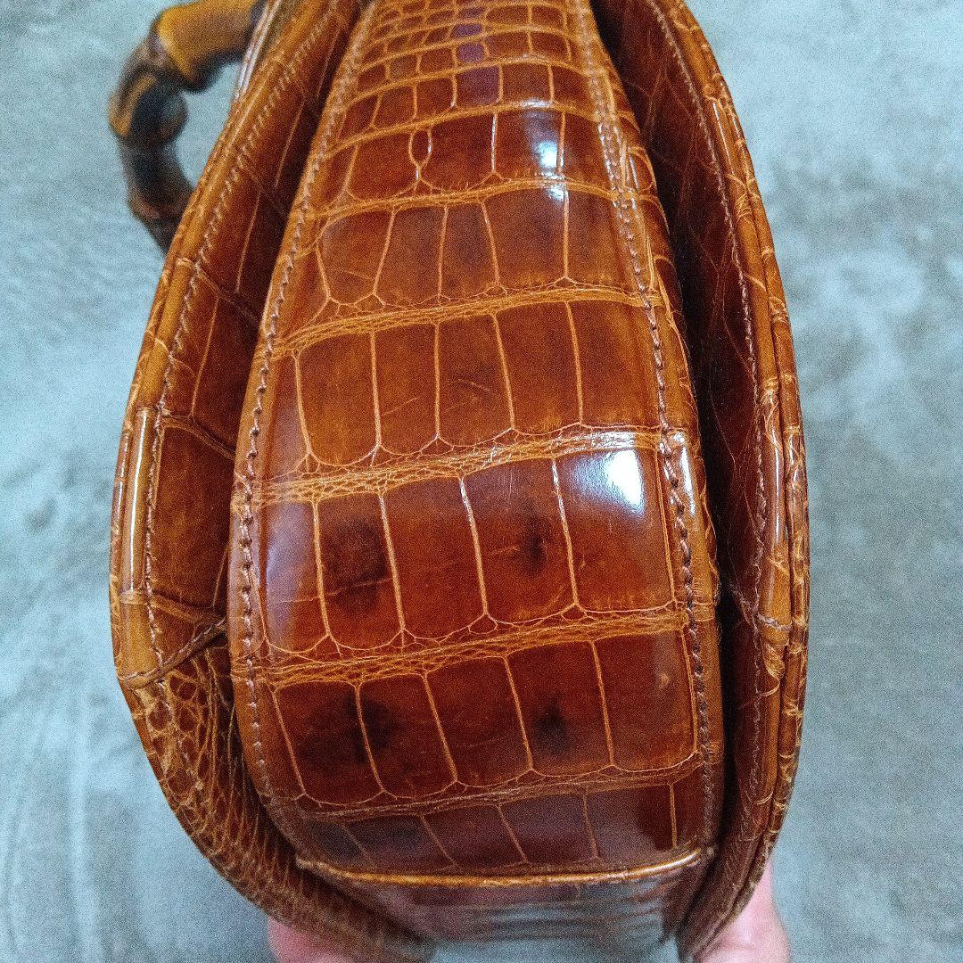 グッチバンブークロコブラウン ハンドバッグ