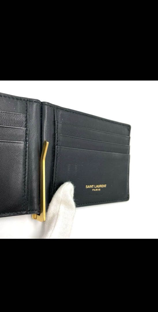 サンローラン マネークリップ クロコ型押し カサンドラ YSLライン