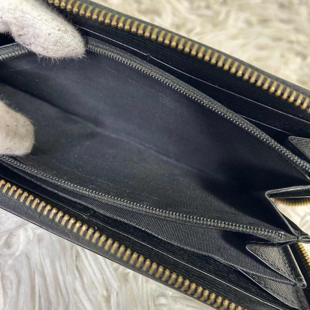 GUCCI グッチ 長財布 レザー ラウンドファスナー インターロッキング