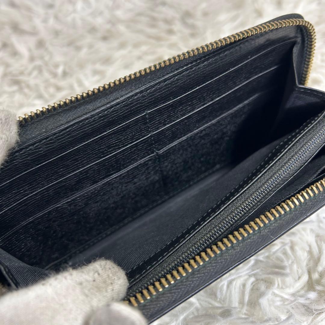 GUCCI グッチ 長財布 レザー ラウンドファスナー インターロッキング