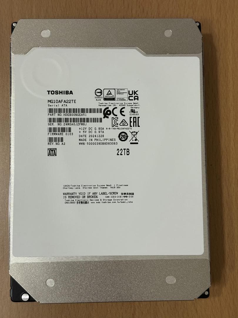 東芝 MG10AFA22TE/JP 22TB HDD