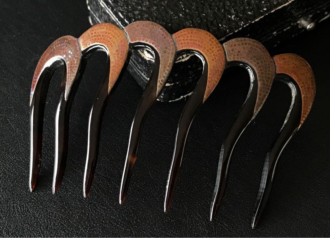 本鼈甲　螺鈿細工　櫛　アンティーク　桐箱入り