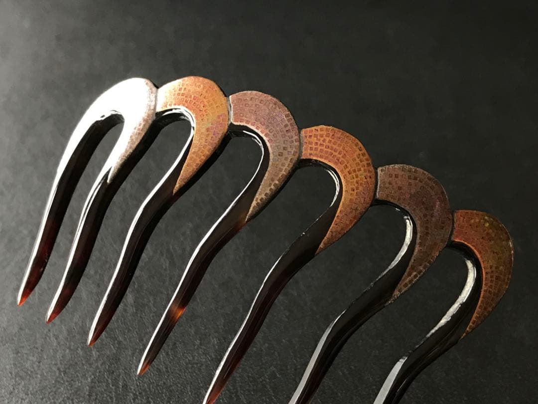 本鼈甲　螺鈿細工　櫛　アンティーク　桐箱入り