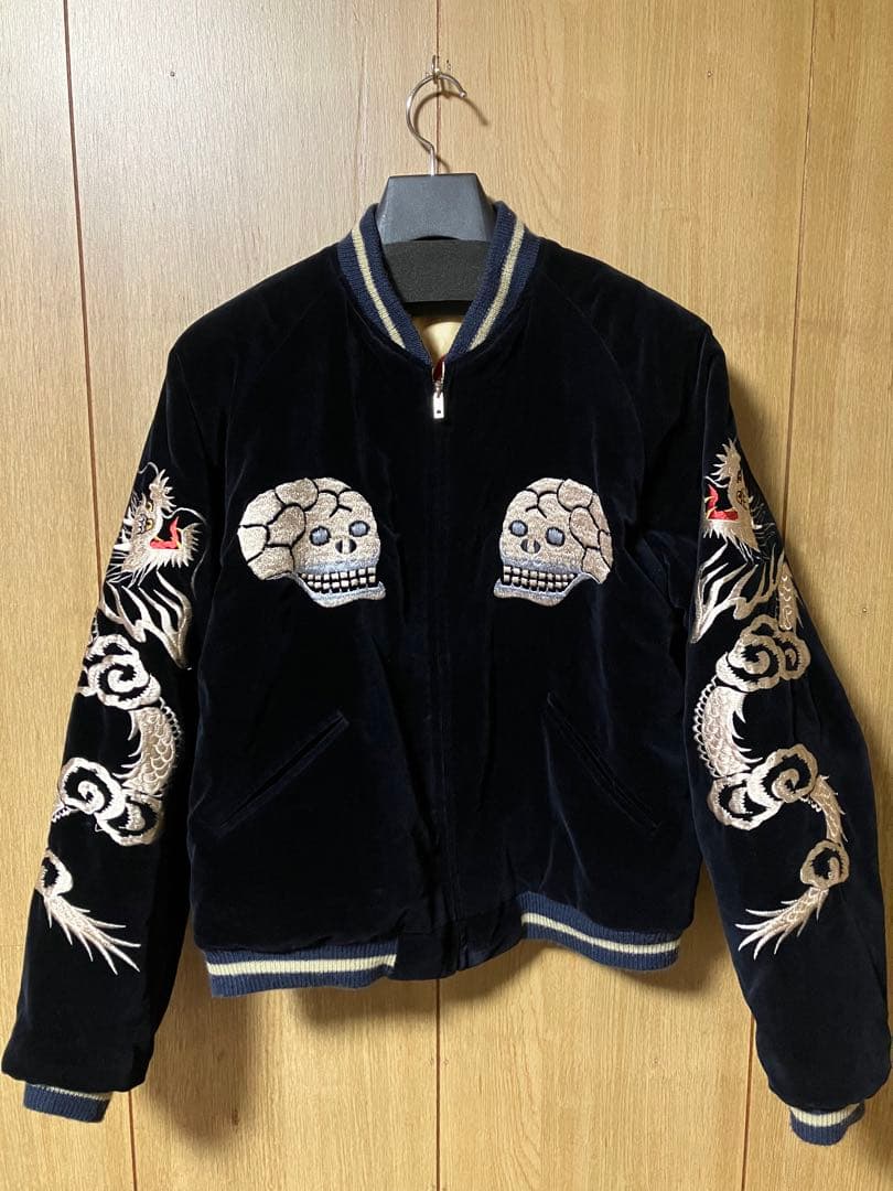 【faaat@@@】東洋エンタープライズ 別珍 スカジャン 髑髏 赤虎