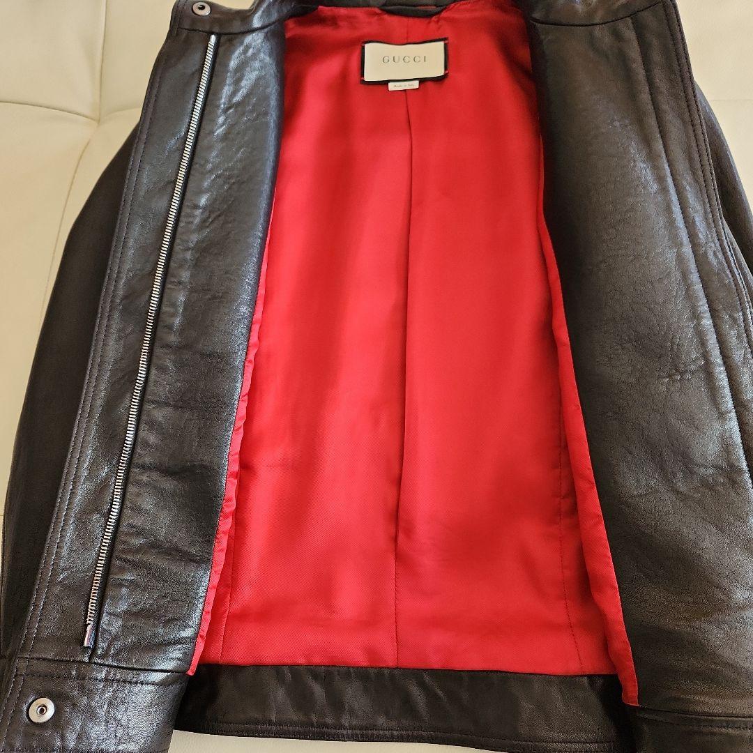 mofusand 。GUCCI ブラックレザー シングルライダース