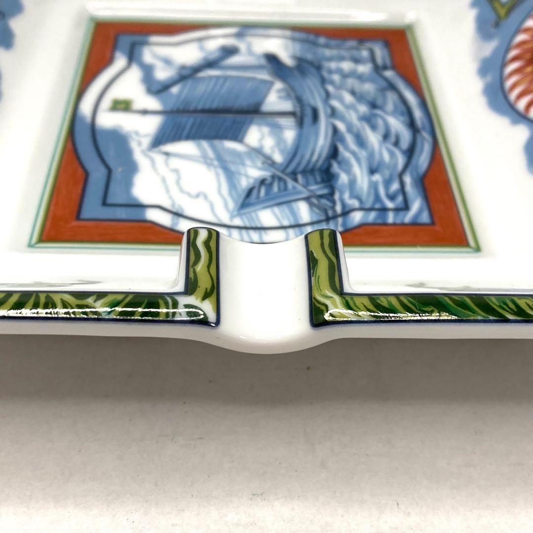 希少✨HERMES エルメス 灰皿 アッシュトレイ ブルー ホワイ 帆船