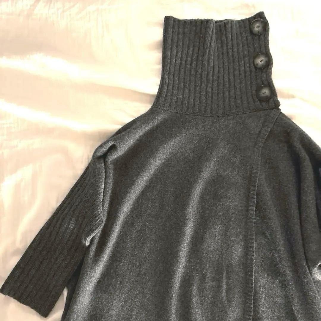 アニオナ Agnona ホワイトカシミヤ ダークグレー ニット ボタン付き