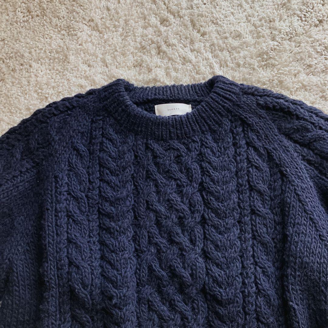 【美品】かぐれ ニット セーター ペルー アラン柄 クルーネック ゆったり