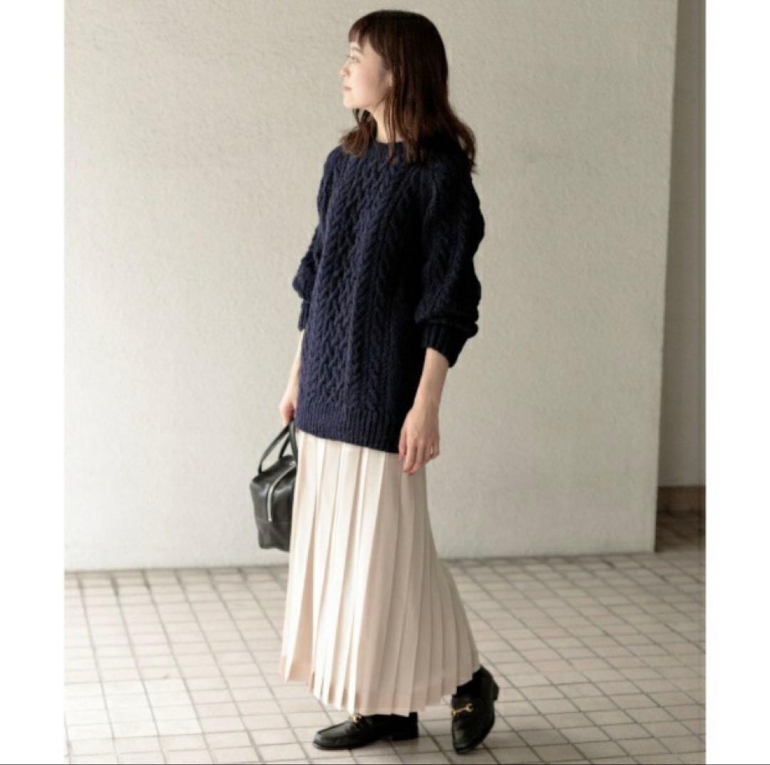 【美品】かぐれ ニット セーター ペルー アラン柄 クルーネック ゆったり