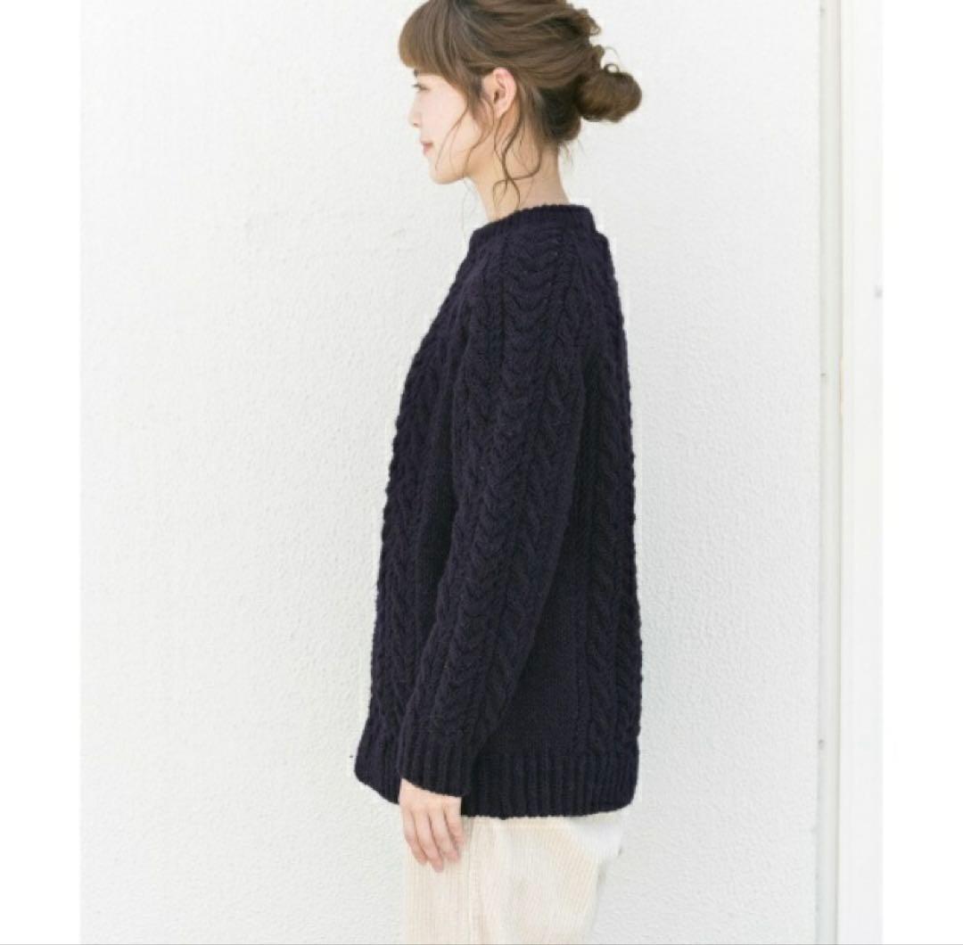 【美品】かぐれ ニット セーター ペルー アラン柄 クルーネック ゆったり