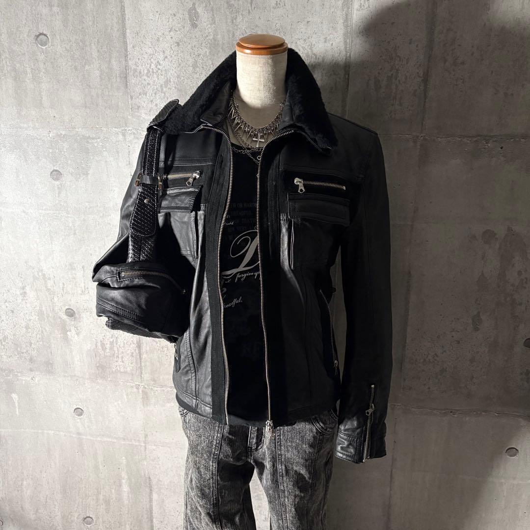 ジャケット・アウター 2000's mouton leather jacket y2k opium