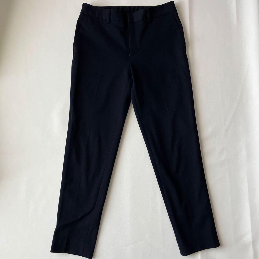 新品【アオキ　LES MUES】ネイビー ノーカラー パンツスーツ　レディース