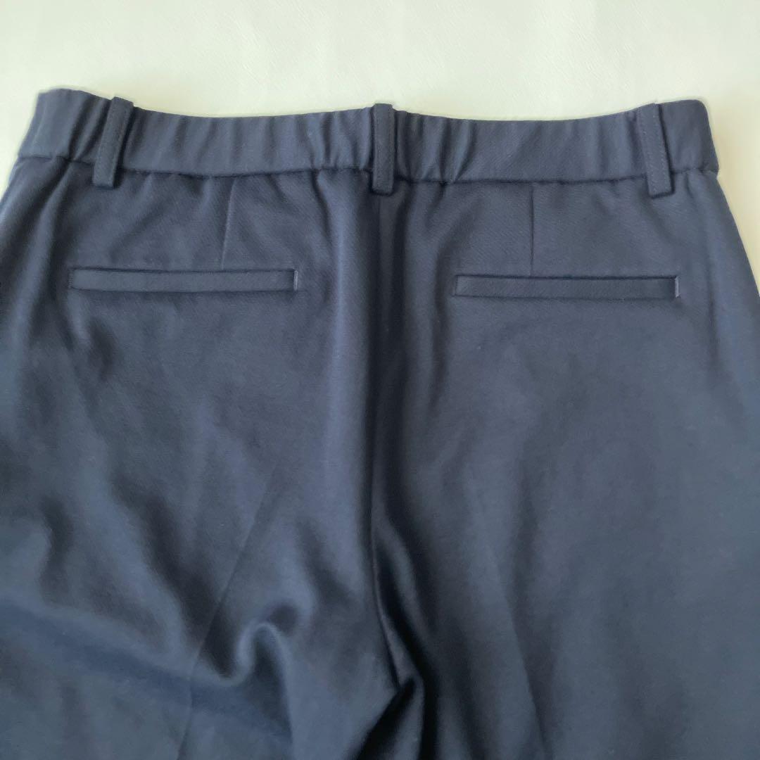 新品【アオキ　LES MUES】ネイビー ノーカラー パンツスーツ　レディース