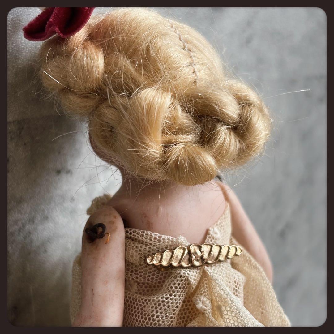 アンティーク 青い目の少女オールビスクドール ミニョネット