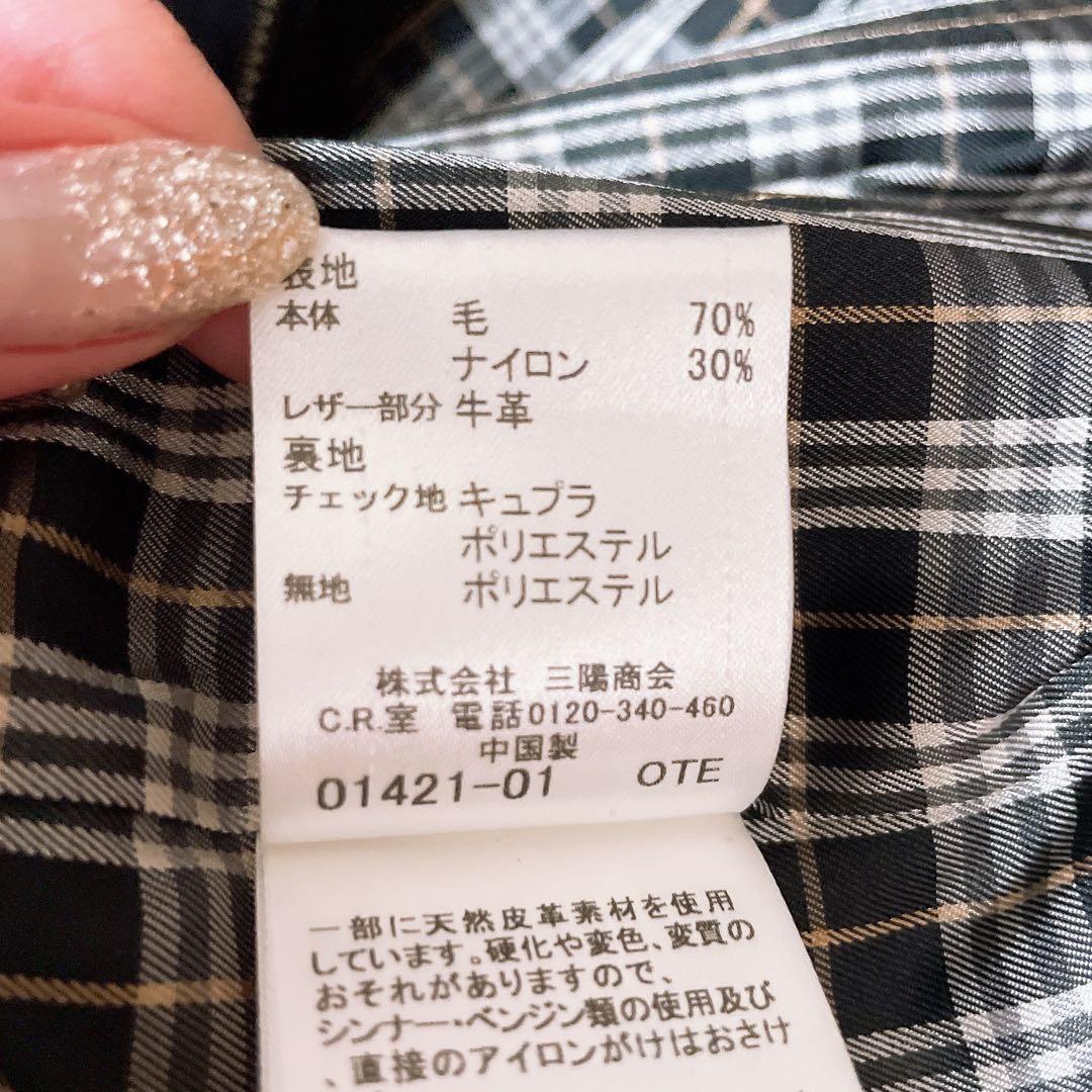 美品 バーバリーブルーレーベル　ノバチェック　フード　ダッフルコート　黒