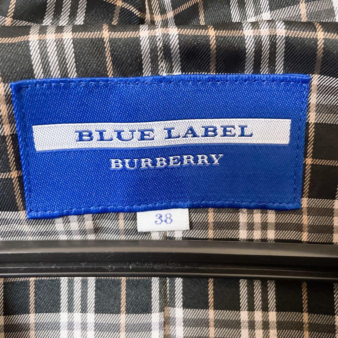 美品 バーバリーブルーレーベル　ノバチェック　フード　ダッフルコート　黒