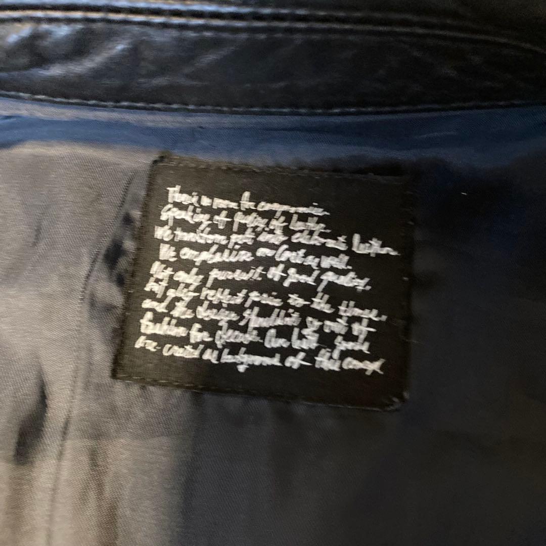 ナノユニバース レザージャケット ライダース 羊革 黒 襟 シングル