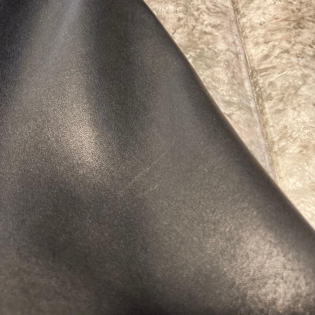 ナノユニバース レザージャケット ライダース 羊革 黒 襟 シングル