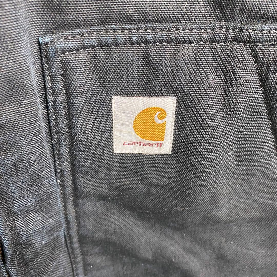 カーハート☆ダックベスト 裏ボア ブラック 黒 ビッグシルエット 古着 gw8