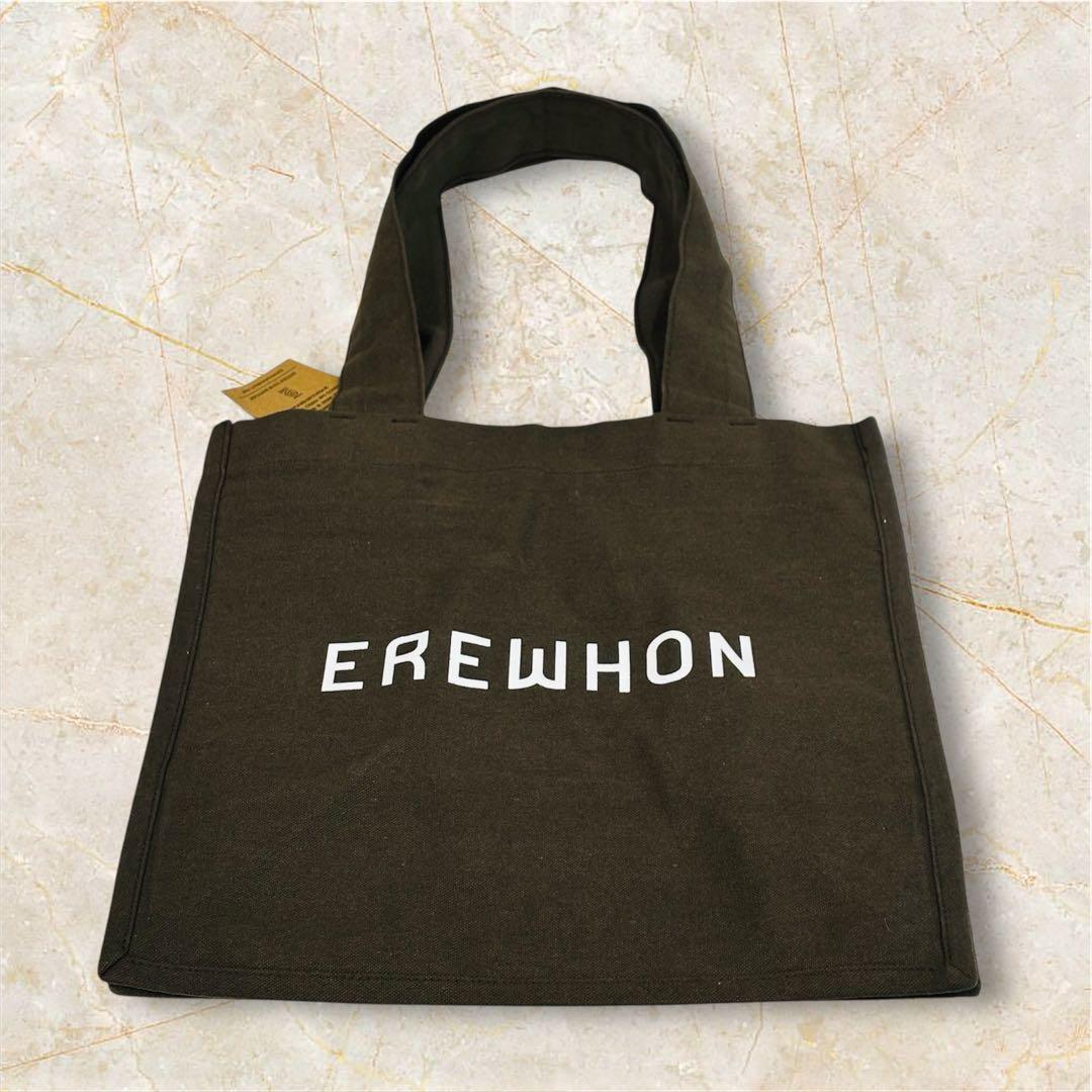 『新品未使用』EREWHON高級ロゴキャンバストートバッグ ダークブラウン