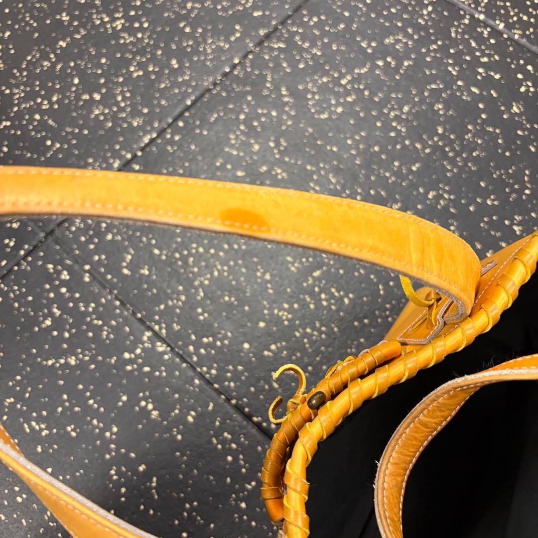 や*ち様 久保田スラッガー　オレンジ色 レザー トートバッグ 中型