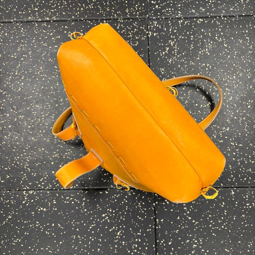 や*ち様 久保田スラッガー　オレンジ色 レザー トートバッグ 中型