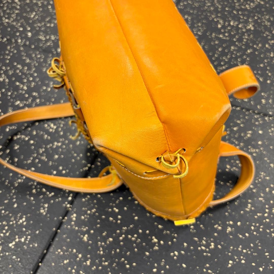 や*ち様 久保田スラッガー　オレンジ色 レザー トートバッグ 中型