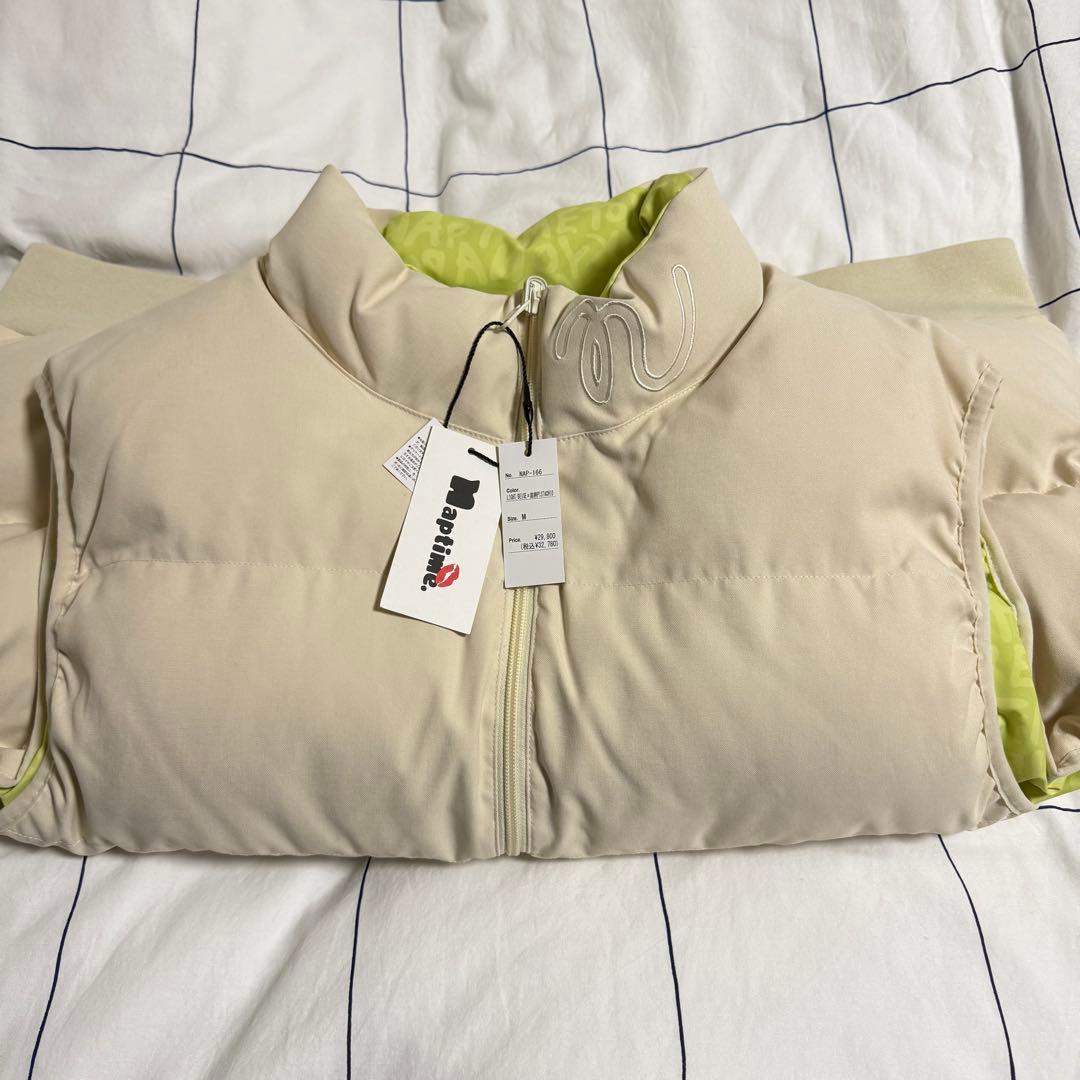 Nissy Naptime 中綿リバーシブルベスト　ライトベージュ×ピスタチオ