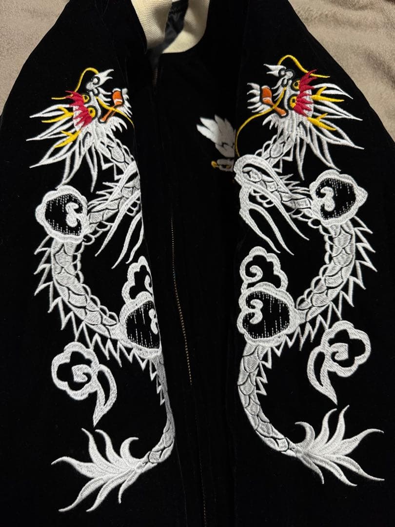 未使用近 ２面用 別珍 BILLVAN 鷲龍 日本限定スカジャン サテン 美品