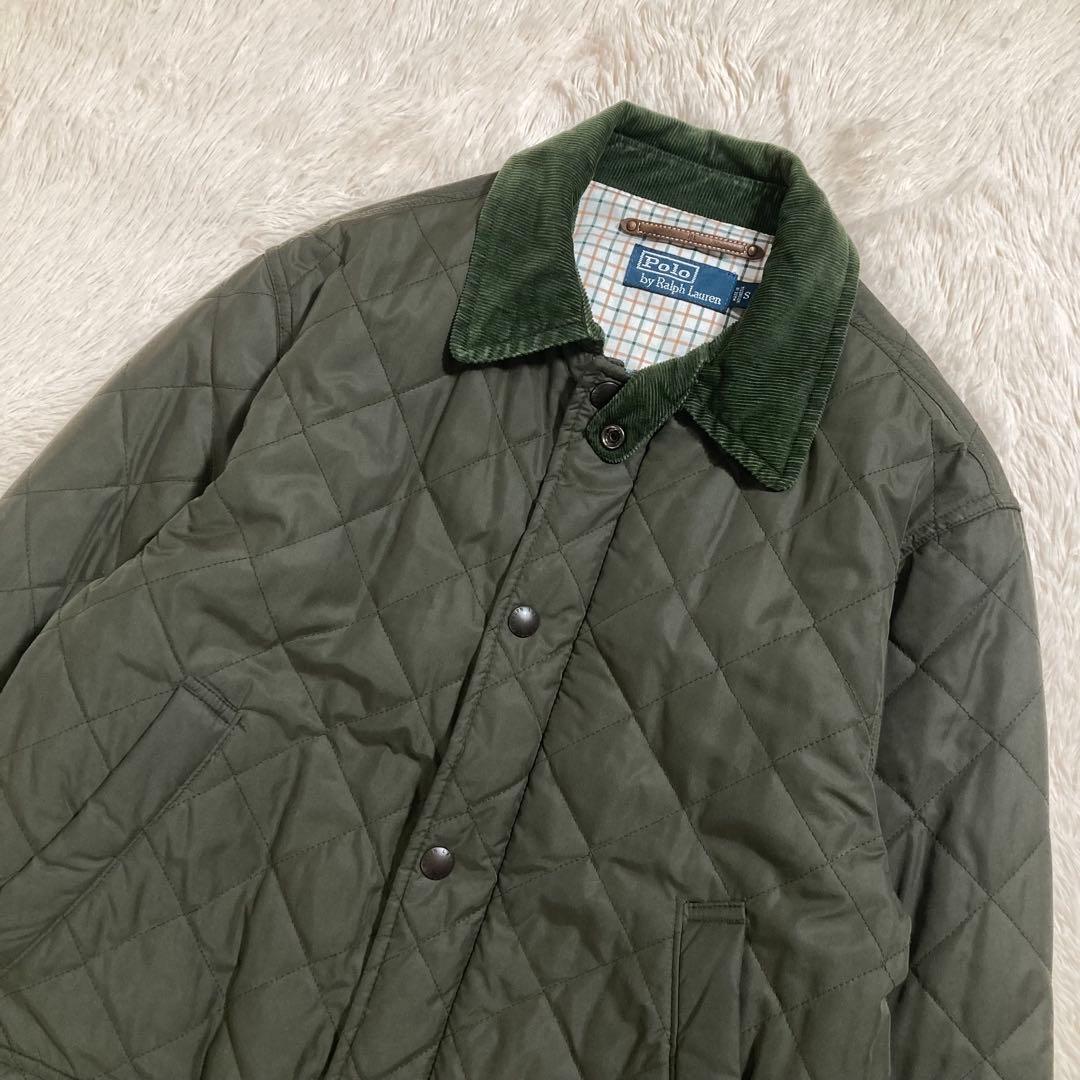 美品 ポロラルフローレン キルティングジャケット 襟コーデュロイ 中綿入り ロゴ