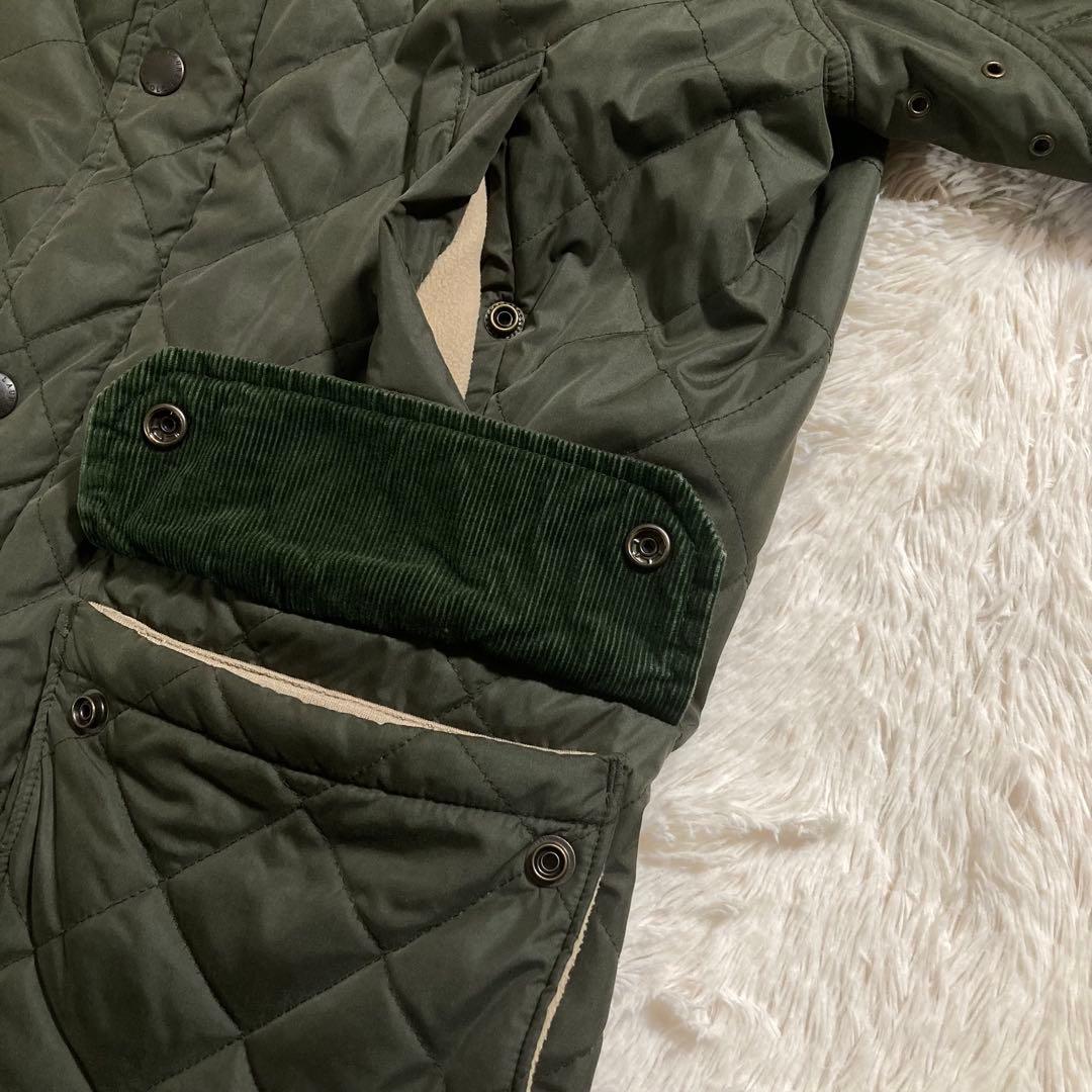 美品 ポロラルフローレン キルティングジャケット 襟コーデュロイ 中綿入り ロゴ