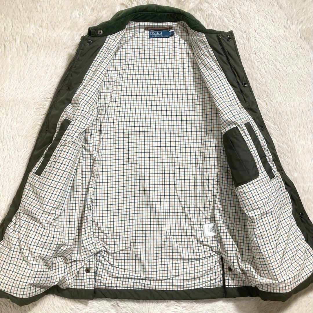美品 ポロラルフローレン キルティングジャケット 襟コーデュロイ 中綿入り ロゴ