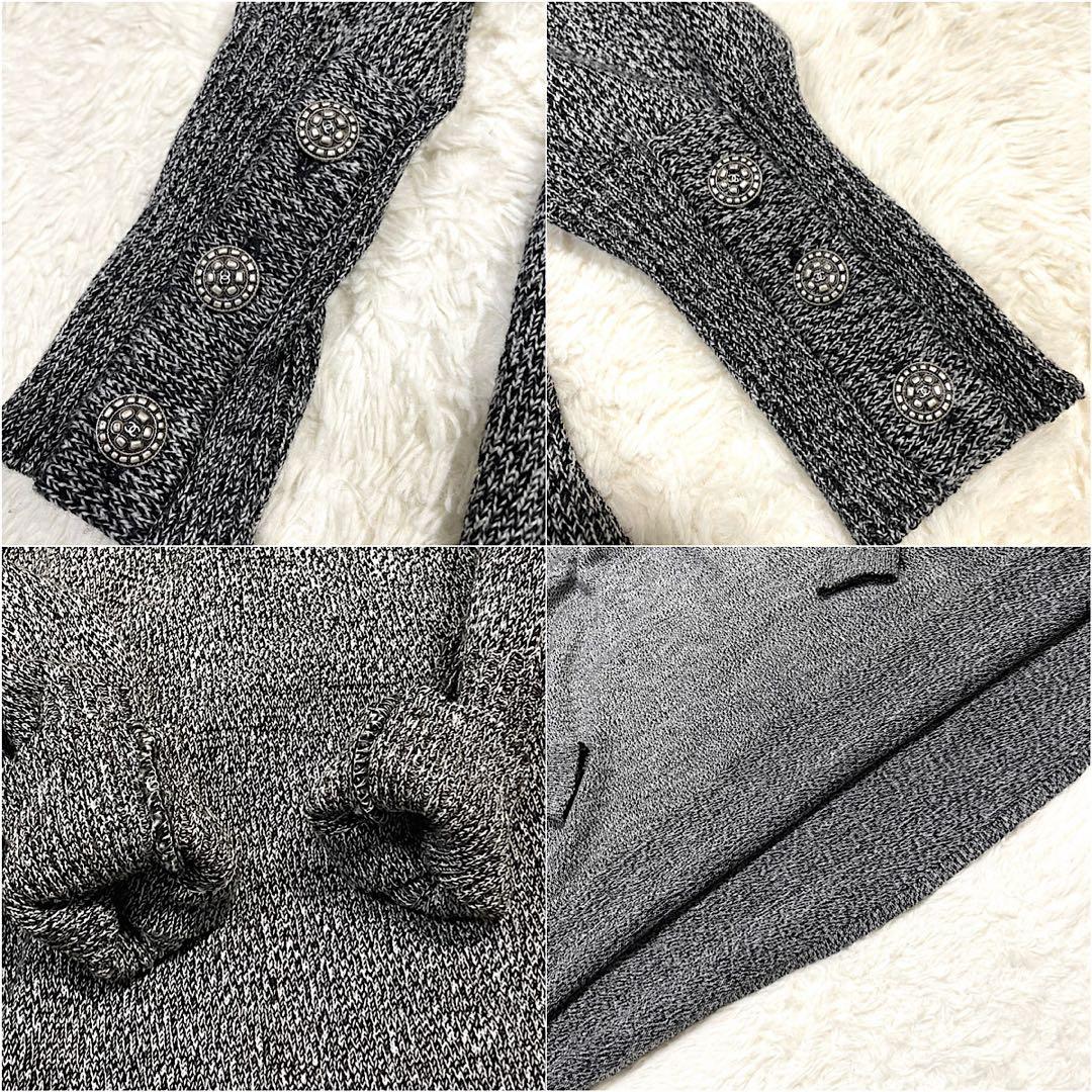 CHANEL シャネル ココボタン ウール ニット ワンピース グレー 36