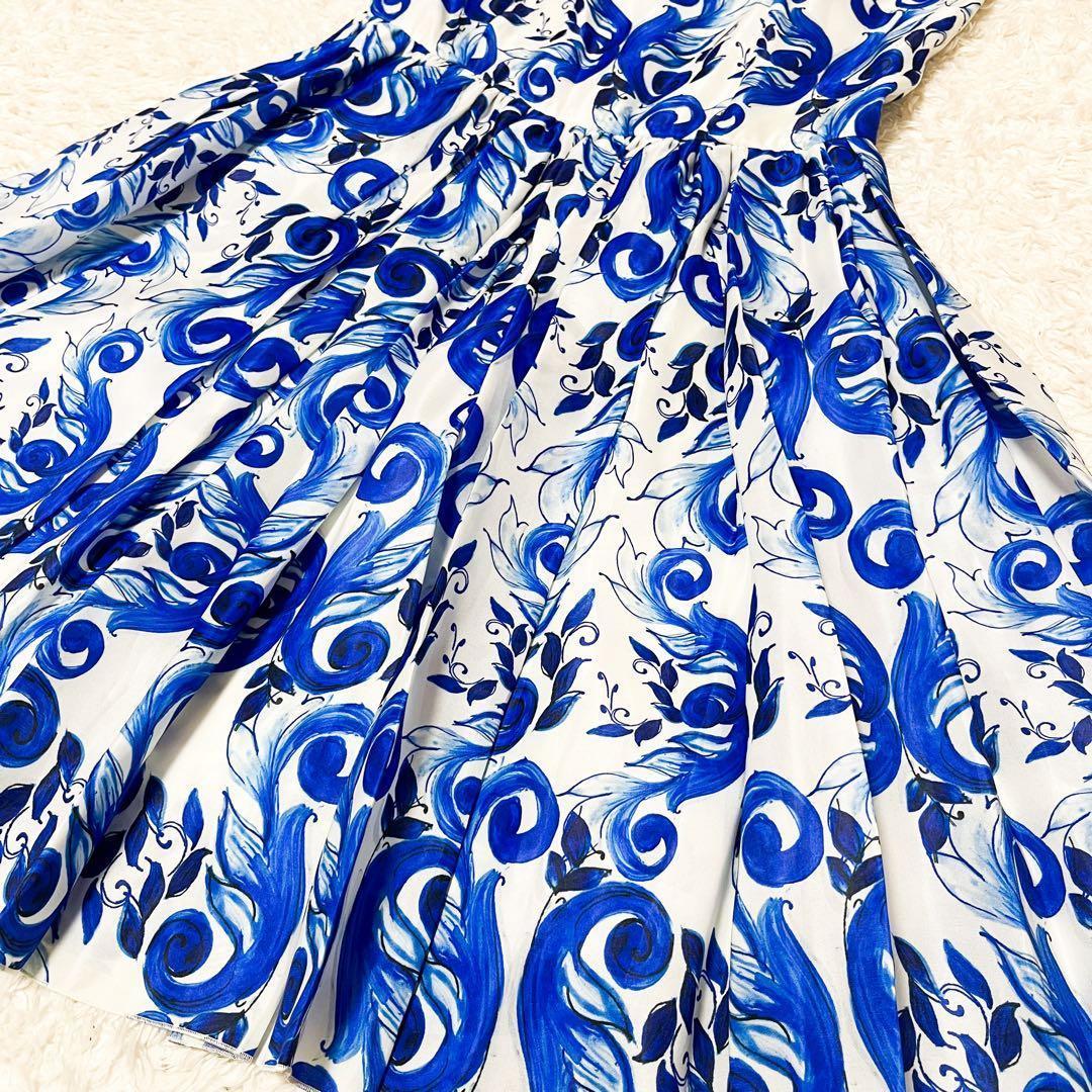 タグ付 近年 ドルチェ&ガッパーナ マジョリカ ワンピース ブルー シルク40