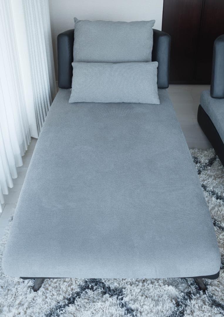 ニトリ 布張りカウチソファ ポーション2KD GY オットマンスタイル