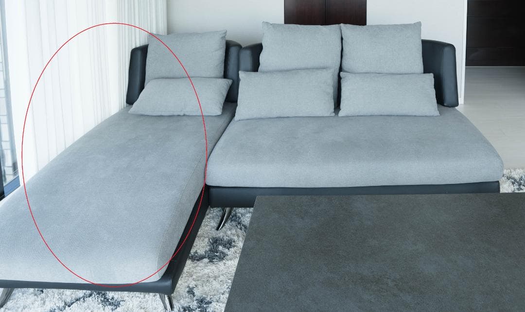 ニトリ 布張りカウチソファ ポーション2KD GY オットマンスタイル