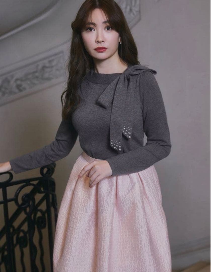 トップス Herlipto Bijou Ribbon-Tie Knit Top M