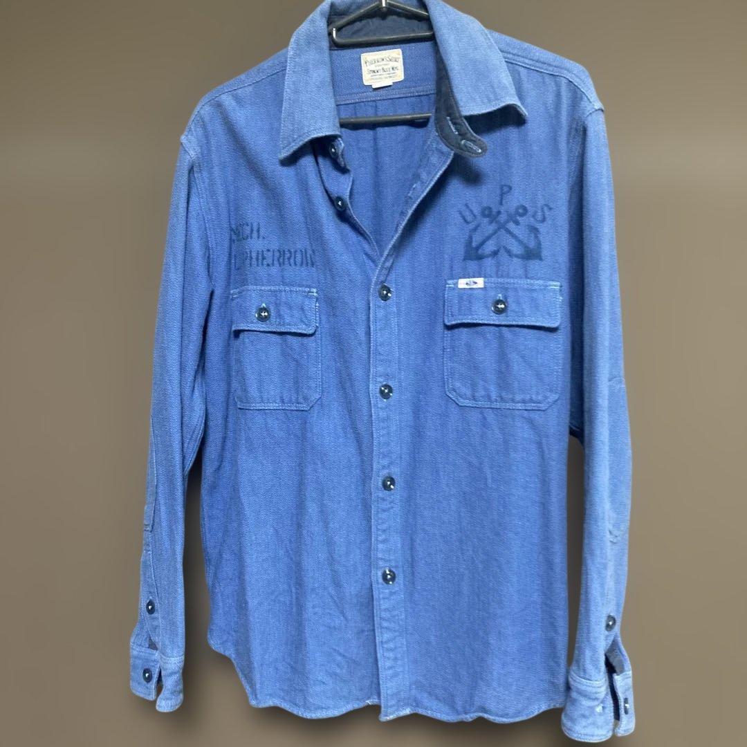 Pherrow's ヘリンボーンネルシャツ XL